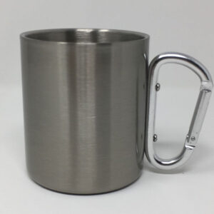 Edelstahlbecher mit Karabiner Rot und Silber 10oz